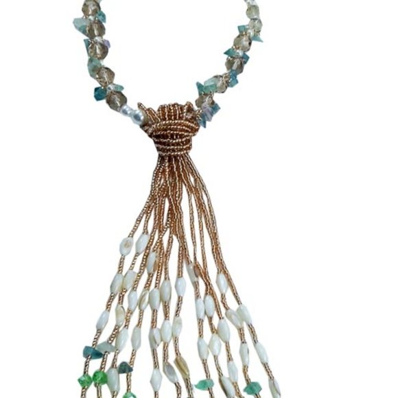 Beaded Necklace 12 Tassels Handmade - Picture 2 of 6